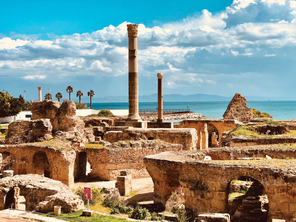 Photo of Carthage ruins on a sunny day, Tunisia.